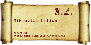 Miklovicz Liliom névjegykártya